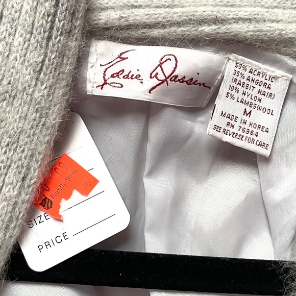 Gray Vintage Eddie Dassin Minimalist Rabbit-Hair Lambswool Cardigan Size Medium - Picture 8 of 13